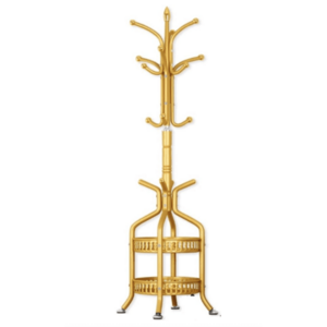 Cuier modern din metal cu cos de depozitare pentru palarii si haine AURIU imagine