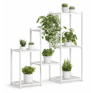 Suport multifunctional pentru flori potrivit pentru interior si exterior 95 x 27, 5 x 82, 5 ALB imagine