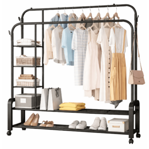 Suport pentru haine si umerase negru dimensiune 80 cm din metal imagine