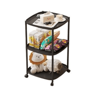 Masuta cu 3 polite mobila cu roti 62 x 39 x 39 NEGRU imagine