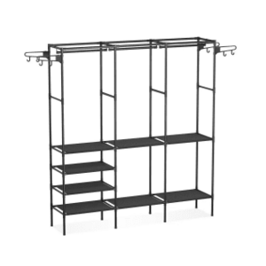 Suport Umeras dublu cu rafturi 173 x 36 x 160 cm Negru imagine