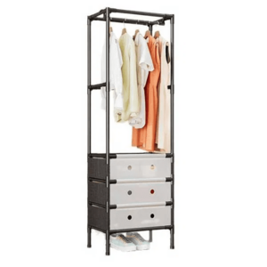 UB Organizator haine cu 3 sertare si bara umerase 41x41x188 cm, Negru imagine