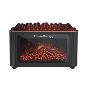 Umidificator cu design semineu si iluminare ambientala NEGRU imagine