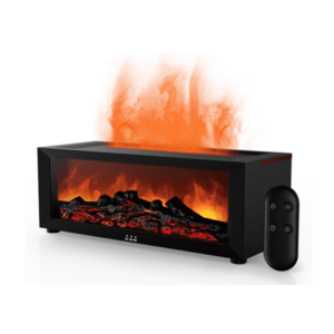 Umidificator aer cu efect de flacara de tip semineu cu lemne negru cu telecomanda imagine