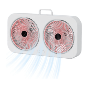Ventilator dublu portabil USB cu 2 capete flux de aer puternic silentios cu maner imagine