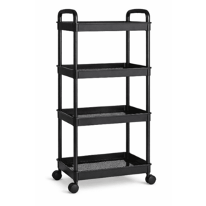 Etajera mobila cu roti 4 rafturi de depozitare negru 97x25, 5x34, 5 imagine