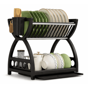 Suport de vase multifuncțional cu 2 niveluri cu tava de scurgere 33x24x30.5 cm imagine