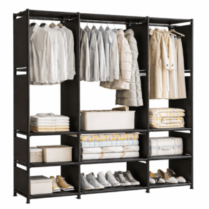 Dulap textil tip organizator haine cu rafturi si bara umerase 170x130x36 imagine