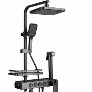 Sistem de dus modern gri cu 4 functii cap tip ploaie para dus si control pe butoane imagine