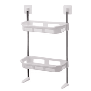 Raft de baie pentru depozitare multifunctional din metal si plastic cu 2 polite dimensiuni 58 x30cm imagine