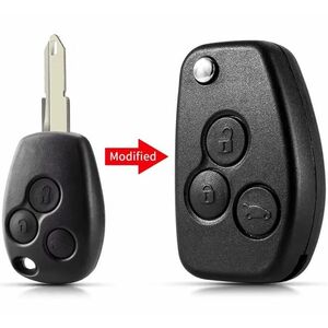 Carcasa cheie auto Techstar transformatoare tip briceag (flip) NE72, 3 butoane, compatibila Dacia Logan/Sandero/Duster si Renault Clio/Megane imagine