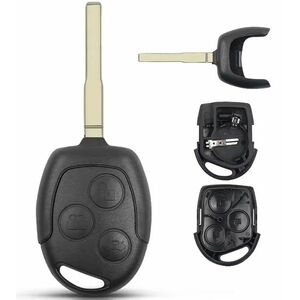 Carcasa cheie auto Techstar compatibila cu Ford Focus/Mondeo/Fiesta/Transit, 3 butoane, lamela HU101, neagra – fara electronica imagine
