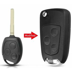 Carcasa cheie auto Techstar kit conversie briceag (flip) compatibila Ford Focus/Mondeo/Fiesta/Transit, 3 butoane, lamela HU101, neagra – fara electronica imagine