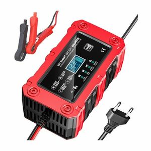 Incarcator Inteligent Baterie Auto/Moto Techstar 12V 6A BC-1206, LCD, Repair, AGM/GEL/WET/EFB/LiFePO4 Rosu imagine