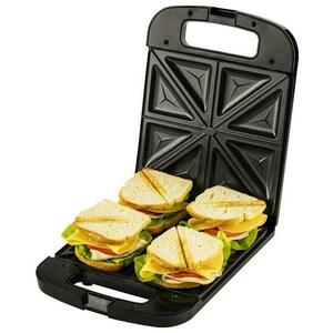 Sandwich-maker Adler AD 3055, 2000 W, 4 sandwich-uri, placi antiaderente, maner izolat termic (Negru) imagine