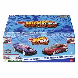Set 2 masinute metalice Hot Wheels Pull Back - Mod Speeder si 2004 Mazda Rx8 Custom, 1: 43 imagine