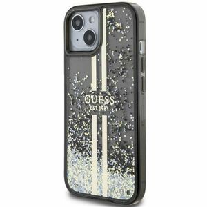 Husa Protectie Sapte Guess Liquid Glitter Gold Stripe pentru Apple iPhone 15 Plus (Negru) imagine