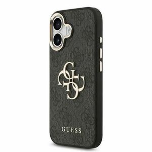Husa Protectie Soate Guess PU Leather 4G Metal Logo Gold Frame pentru Apple iPhone 17 (Negru) imagine