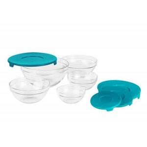 Set boluri de sticla cu capac Vanora Home VN- GB1401B, 5 bucati (Albastru) imagine