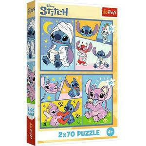Puzzle pentru copii Trefl din 2 x 70 piese - Nu exista plictiseala cu Stitch imagine