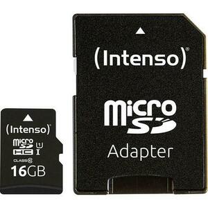 Card de memorie Intenso, 16GB, microSDHC, UHS-I, Clasa 10 + Adaptor SD imagine