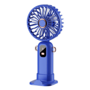 Mini ventilator de mana puternic cu display digital si suport telefon ALBASTRU imagine