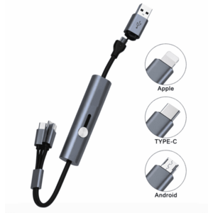 Cablu de incarcare si transfer de date Andowl 6 in 1 cu cablu Micro iOS TypeC incorporat Q SJ11 imagine