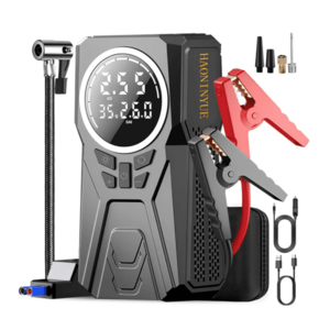 Compresor auto portabil tip robot pornire (Jump Starter) Power Bank 6000mAh Pompa Digitala 150 PSI si Lanterna imagine