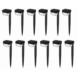 Set 12 Lampi solare LED pentru gradina Cap Rotund cu picior 30cm imagine