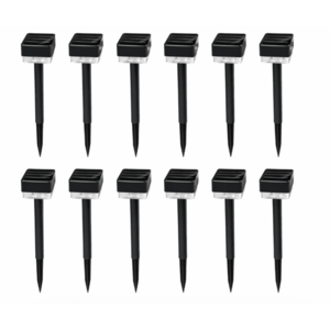 Set 12 Lampi solare LED pentru gradina Cap Patrat cu picior 30cm imagine
