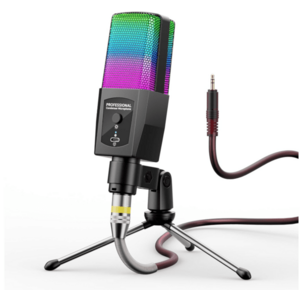 Microfon RGB Andowl Q MIC23 USB iluminare LED pentru streaming gaming karaoke si podcast imagine
