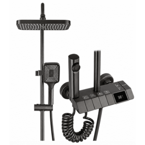 Set coloana dus cu afisaj temperatura LED digital 4 functii piano robinet ascuns tip ploaie design modern imagine