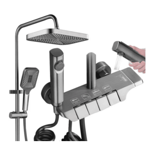Coloana de dus Smart comenzi piano 4 moduri de pulverizare rotatie 360 tehnologie de pulverizare cu aer robinet ascuns GRI imagine