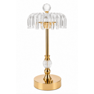 Lampa de masa 09 eleganta model cristal cu baza aurie design premium cu franjuri decorative imagine