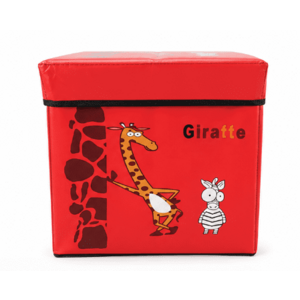 Cutie pliabila pentru depozitare tip taburet cu GIRAFA 30x30x30 cm ROSIE patrata imagine