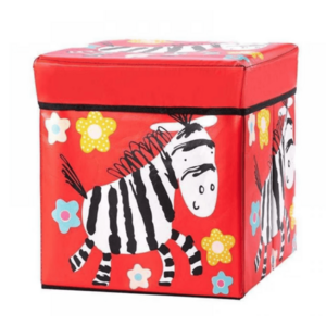Cutie pliabila pentru depozitare tip taburet cu ZEBRA 30x30x30 cm ROSIE patrata imagine