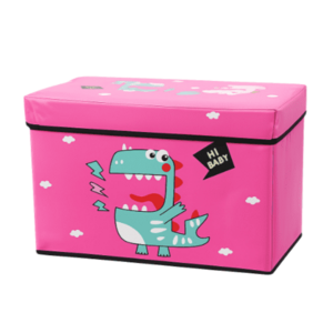 Cutie pliabila pentru depozitare tip taburet ROZ 48x31x31 cm cu DINOZAUR dreptunghiulara imagine