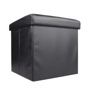 Cutie pliabila pentru depozitare tip taburet NEGRU 38x35x30 cm PATRATA imitatie PIELE imagine