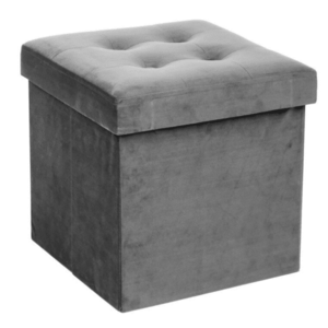 Cutie pliabila pentru depozitare tip taburet GRI 38x35x30 cm PATRATA CATIFEA imagine