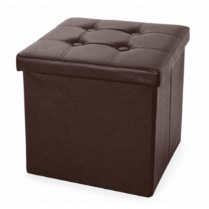 Cutie pliabila pentru depozitare tip taburet MARO cu model 38x35x30 cm PATRATA imitatie PIELE imagine