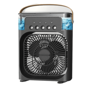 Mini ventilator portabil 600 ml Incarcare USB Lumina LED 26 cm cu umidificator NEGRU imagine