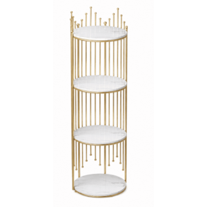 Etajera rotunda eleganta cu 4 nivele cadru metalic Auriu 32 x 32 x 95 cm imagine