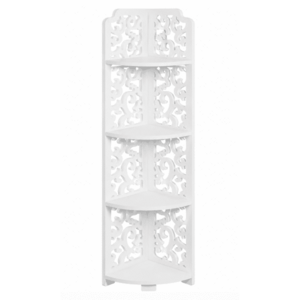 Etajera de colt decorativa cu 4 polite design floral decupat Alb 120 x 23 cm imagine