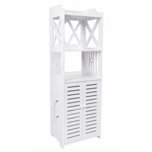Dulap pentru baie modern raft depozitare PVC 4 sertare si 2 usi Alb 90x40x25 cm imagine