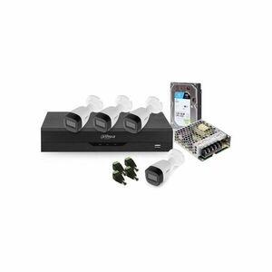 Sistem supraveghere exterior middle Dahua DH-M4EXTIR30-5MP, 4 camere, 5 MP, 2.8 mm, IR 30 m, HDD 1TB imagine