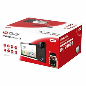Kit videointerfon IP WiFi 6 Hikvision DS-KIS610-P, 4 MP, Mifare 13.56 MHz, 2.4 GHz, IR 3 m, Bluetooth, 1 familie, slot card, microfon si difuzor, aparent, 2000 utilizatori, PoE imagine