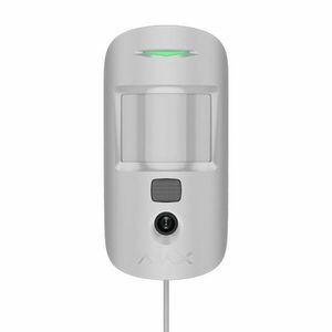 Detector de miscare interior PIR cu camera Ajax MotionCam Indoor Fibra, 12 m, 88.5 grade, pet immunity, verificare foto, cablat, Grad 2 , alb imagine