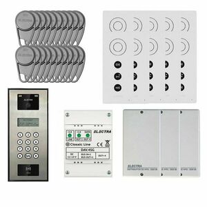 Kit videointerfon Electra Classic Line KIT-EL-VDI-1, 800 TVL, 255 posturi, RFID, tastatura, afisaj electronic, aparent imagine