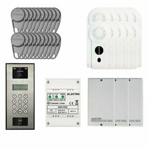 Kit videointerfon Electra Classic Line KIT-EL-VDI-2, 800 TVL, 255 posturi, RFID, tastatura, afisaj electronic, semiduplex digital, aparent imagine