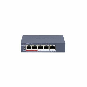 Switch PoE Hikvision DS-3E0105P-E/M(C), 4 porturi, 1 Gbps, 45 W buget, fara management imagine